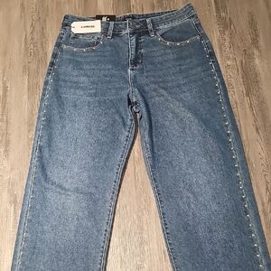 Express Women's Studded Blue Straight Leg Jeans